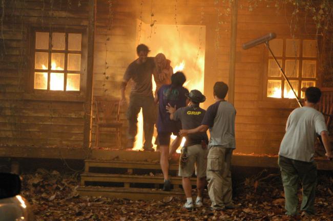 Escaping burning house