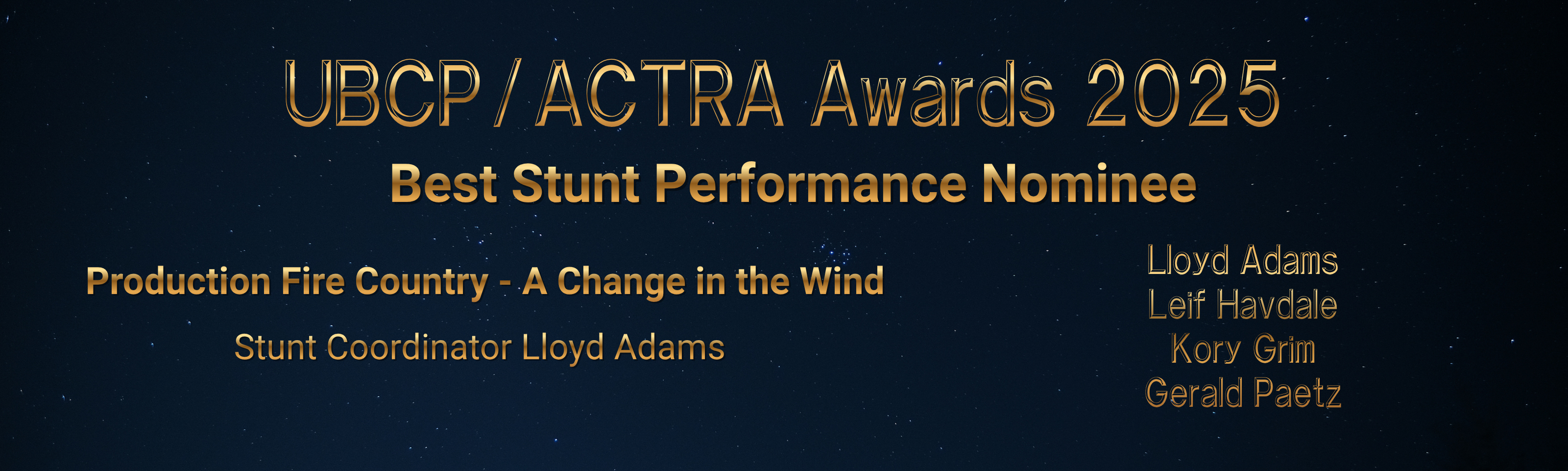 Lloyd Adams coordinator -StuntList