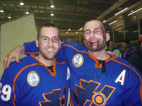 Daniel on the set of "Goon" with Seann William Scott