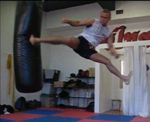 Jumping back kick