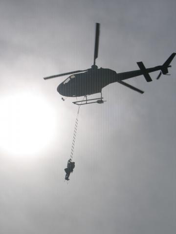 Hanging from Helicopter