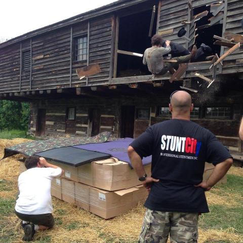 Murdoch Mysteries tackle through barn wall