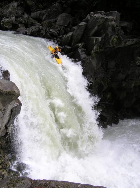 Whitewater kayak waterfall