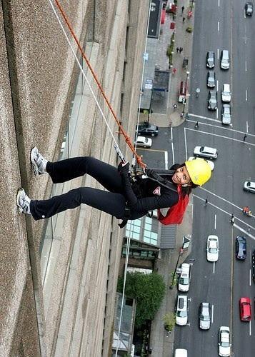 Sylvia Stewart - Charity Rappel 400 feet