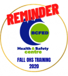 BCFED FALL TRAINING REMINDER 2020